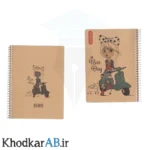 دفتر-سیمی-100-برگ-کوچک-کاغذ-70-گرم-جلد-کرافت-شفق-طرح-دختر-پاپیونی