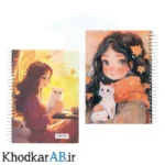 دفتر-سیمی-جلد-سخت-مقوایی-ضخیم-200-برگ-شفق-طرح-دختر-و-گربه