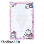 برگه آ4 خطدار فانتزی طرح گربه صورتی