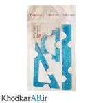 ست 3 تکه خطکش گونیا و نقاله ژله ای تحریران آبی