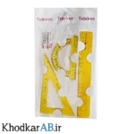 ست 3 تکه خطکش گونیا و نقاله ژله ای تحریران زرد