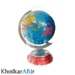 کره جغرافیایی سایز 23 پایه فلز پلاستیک قرمز مات