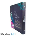 کلاسور-سامی-جلد-سخت-با-یدک-100-برگ-و-دیوایدر-رنگی-طرح-گل-تیره