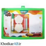 تخته-وایت-برد-و-تخته-سیاه-دو-طرفه-با-گچ،-تخته-پاک‌کن-و-ماژیک-وایت-برد-ماشینها