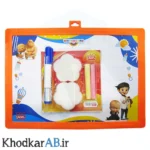 تخته-وایت-برد-و-تخته-سیاه-دو-طرفه-با-گچ،-تخته-پاک‌کن-و-ماژیک-وایت-برد-نارنجی