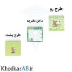 دفترچه یادداشت فانتزی سیمی سایز 7 در 7 سانتیمتر طرح گربه کیوت سبز
