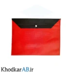 پوشه-دکمه-دار-آ4-پارچه-ای-دو-رنگ-قرمز-مشکی