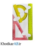 ست 3 تکه خطکش گونیا نقاله نشکن ژله ای