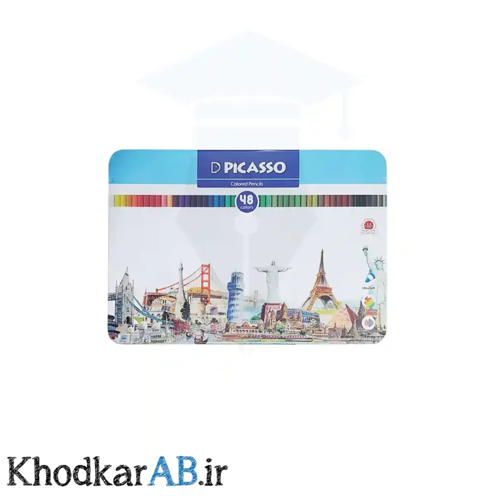مدادرنگی 48 رنگ پیکاسو جعبه فلزی آبی