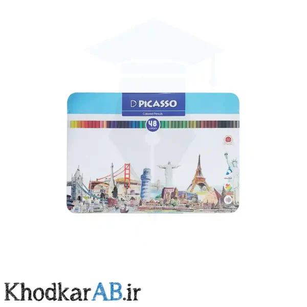 مدادرنگی 48 رنگ پیکاسو جعبه فلزی آبی