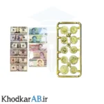 پول آموزشی سکه و اسکناس طلایی